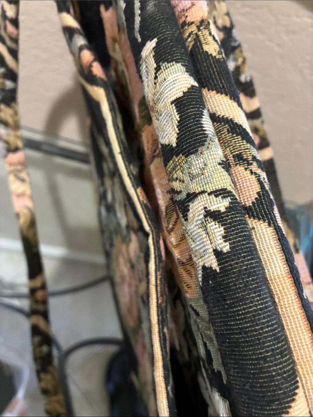 Toby Weston vintage  Floral Tapestry Shoulder Bag in Black and pastels